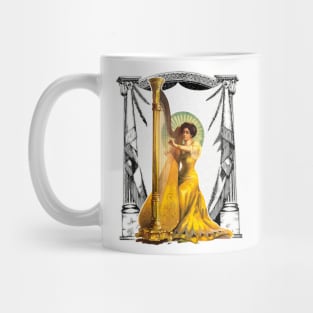 Musician girl strumming the harp musical instrument Mug